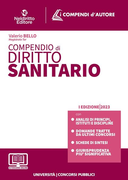 Compendio di diritto sanitario. Con estensione online - Valerio Bello - copertina
