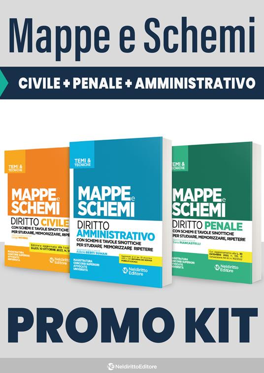 Mappe e schemi di diritto civile-Mappe e schemi di diritto penale-Mappe e schemi di diritto amministrativo. Nuova ediz. - copertina