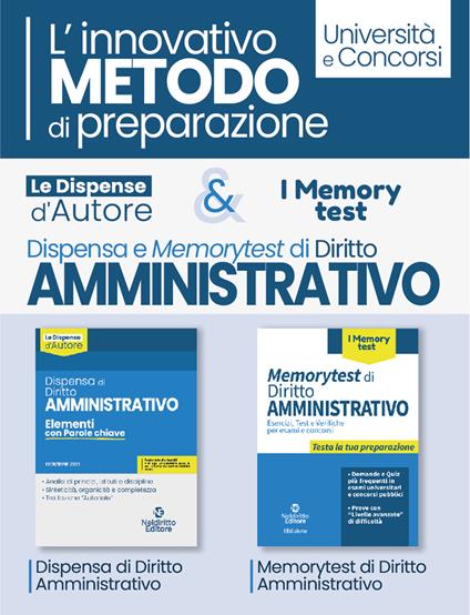 Kit dispensa d'autore: Dispensa di diritto amministrativo-Memorytest di diritto amministrativo. L'innovativo metodo di preparazione - copertina