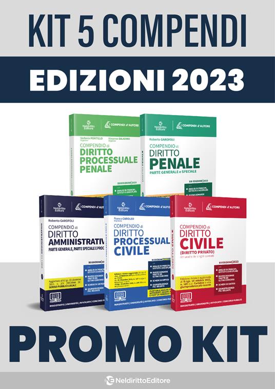 Kit 5 Compendi d'autore: Civile-Penale-Procedura Civile-Procedura Penale-Amministrativo - copertina
