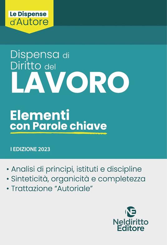 Dispensa di diritto del lavoro. Elementi con parole chiave - copertina