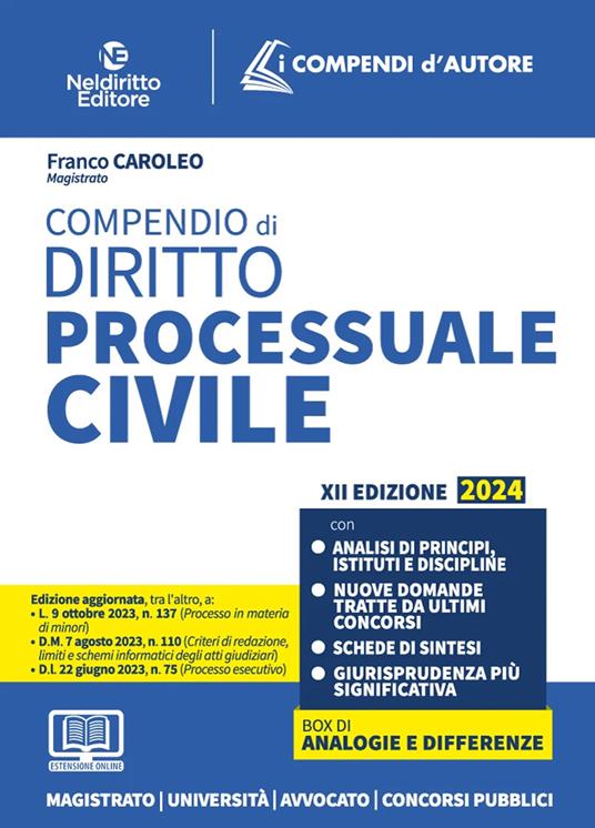 Compendio di diritto processuale civile. Con espansione online - Franco Caroleo - copertina