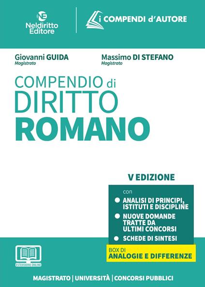 Compendio di diritto romano 2024 - Giovanni Guida,Massimo Di Stefano - copertina