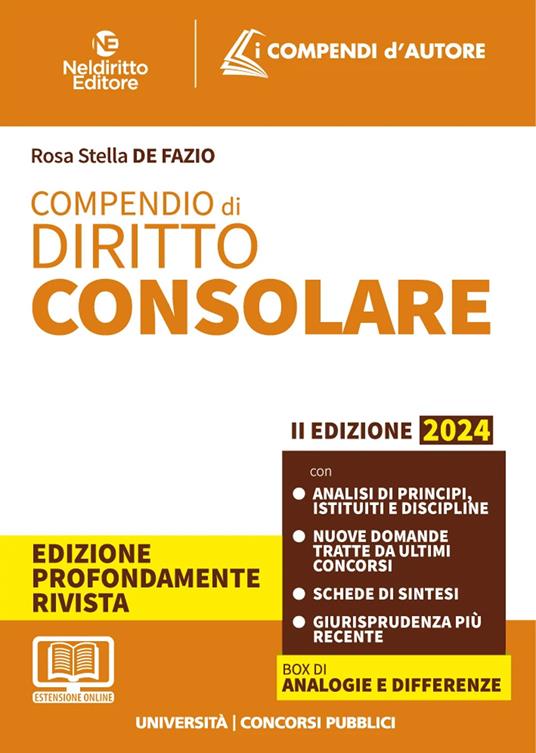 Compendio di diritto consolare 2024 - Rosa Stella De Fazio - copertina