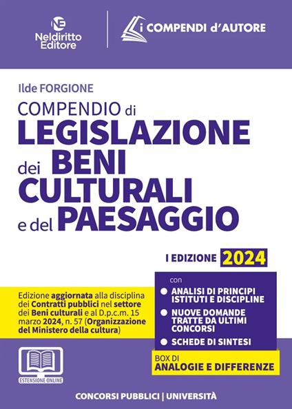 Compendio di Legislazione dei beni culturali e del paesaggio 2024 - copertina