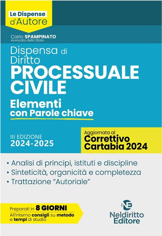 Dispensa di Procedura Civile. Aggiornata al Decreto Correttivo Cartabia D.Lgs. 31 ottobre 2024, n. 164 - Carlo Spampinato - copertina