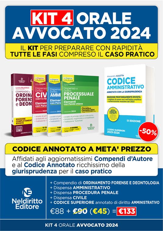 Speciale Orale Avvocato kit 3 dispense + 1 compendio + 1 codice amministrativo (Civile, Ordinamento forense + Procedura civile + Amministrativo). Nuova ediz. - Marco Tomassetti - copertina