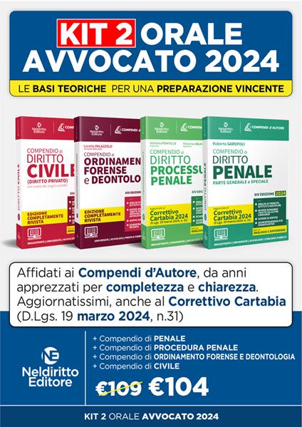 Speciale Orale Avvocato kit 4 compendi (Civile, Ordinamento forense + Penale + Procedura Penale) - copertina