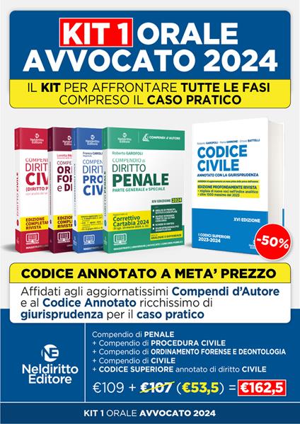 Speciale Orale Avvocato kit 4 compendi (Civile + Procedura civile + Ordinamento forense + Penale + Codice Civile Annotato 2023) - copertina
