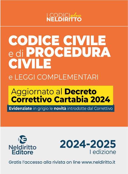 Codice civile e procedura civile plus aggiornato al Decreto Correttivo Cartabia D.Lgs. 31 ottobre 2024, n. 164 - S. Pianacastelli - copertina