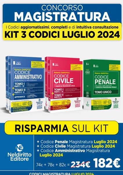 Kit codici normativi Civile, Penale e Amministrativo edizione Luglio 2024 - copertina