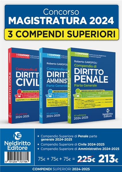 Kit 3 compendi superiori di Civile, Penale e Amministrativo 2024. Per il concorso in magistratura e i concorsi superiori - Roberto Garofoli - copertina