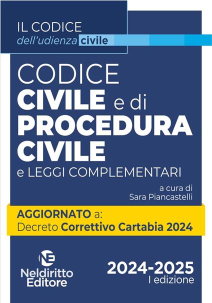 Codice civile e di procedura civile aggiornato al Decreto Correttivo Cartabia D.Lgs. 31 ottobre 2024, n. 164. Nuova ediz. - copertina