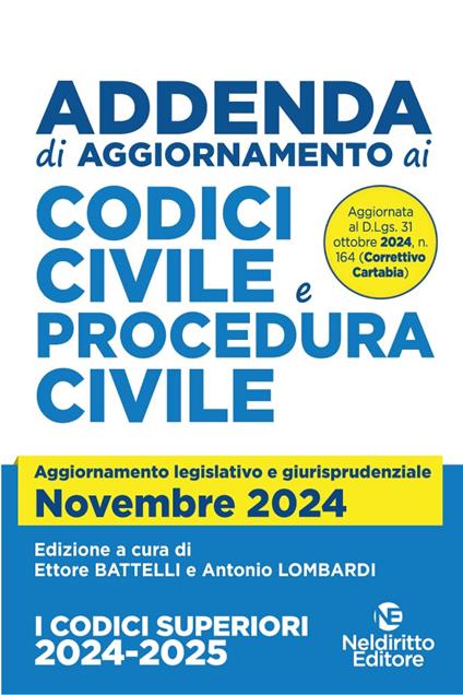 Addenda di aggiornamento Codice Civile e di procedura Civile annotato per l'esame di avvocato 2024-2025. Aggiornata al Decreto Correttivo Cartabia - copertina