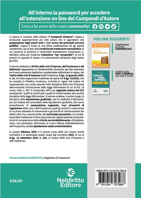 Compendio della Crisi di Impresa e dell'Insolvenza 2025. Nuova ediz. - Giovanni Battista Nardecchia - 2