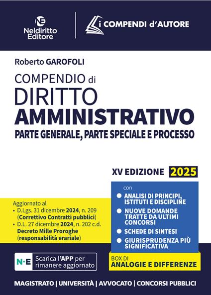 Compendio di diritto amministrativo 2025 - Roberto Garofoli - copertina