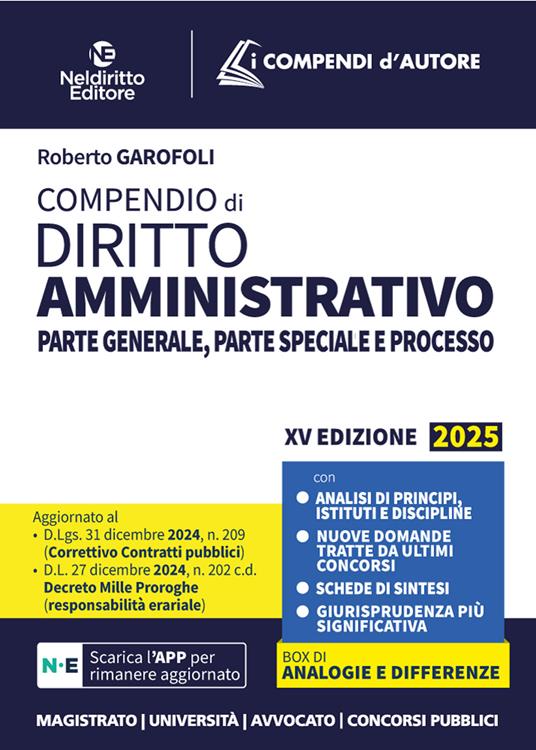 Compendio di diritto amministrativo 2025 - Roberto Garofoli - copertina
