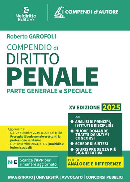 Compendio di diritto penale. Parte generale e speciale - Roberto Garofoli - copertina