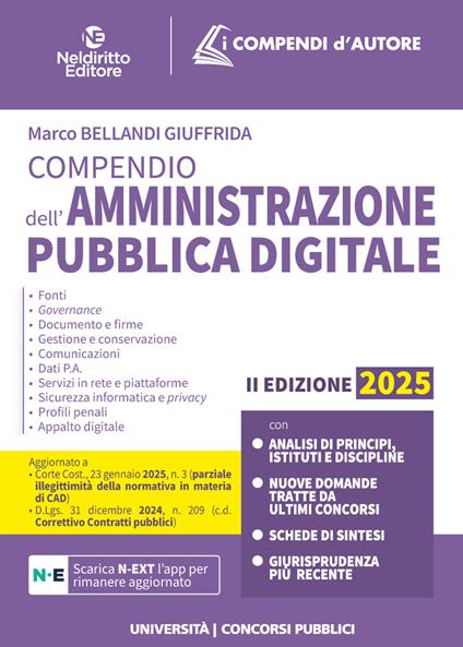 Compendio dell'Amministrazione pubblica digitale 2025. Con app - Marco Bellandi - copertina