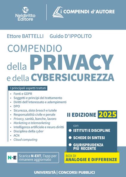 Compendio di normativa sulla privacy e cybersicurezza 2025 - Ettore Battelli,Guido D'Ippolito - copertina