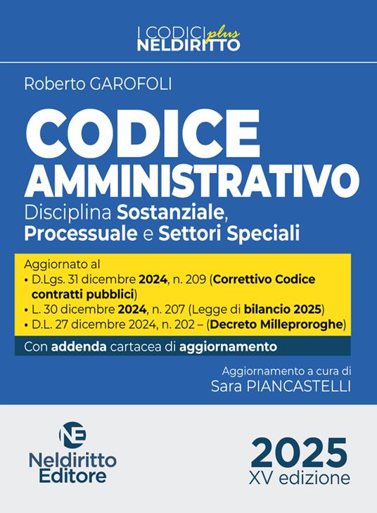 Codice amministrativo normativo plus 2025 - Roberto Garofoli - copertina