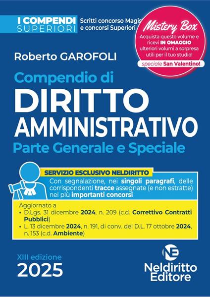 Compendio superiore di diritto amministrativo 2025. Edizione aggiornata al Decreto Correttivo dei Contratti pubblici - Roberto Garofoli - copertina