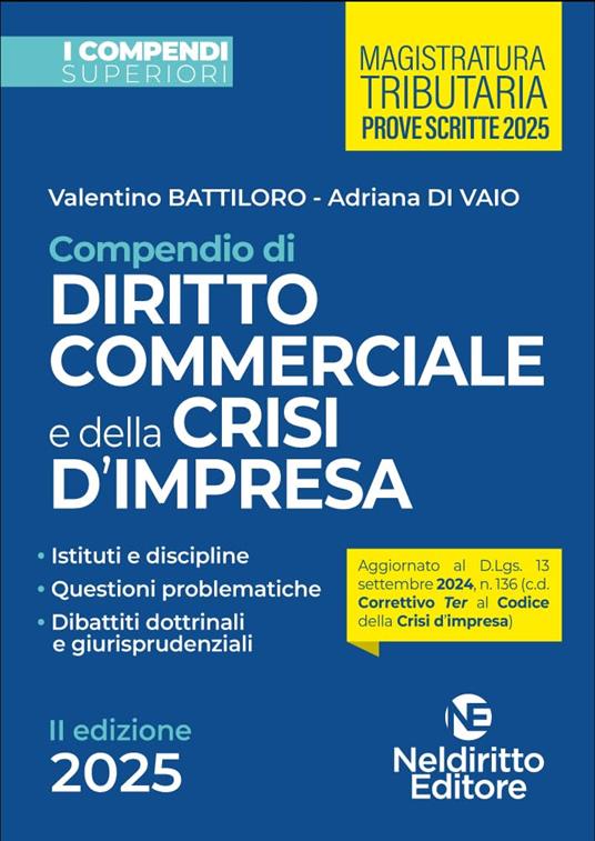 Compendio superiore di diritto commerciale e della crisi di impresa 2025 - copertina