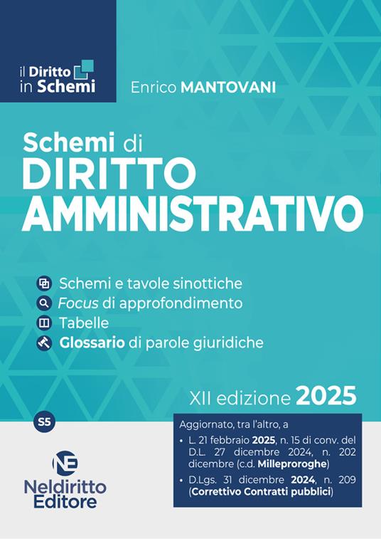 Schemi di diritto amministrativo 2025 - Felice Piemontese - copertina
