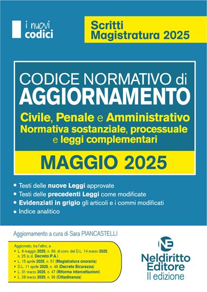 Codice normativo di aggiornamento. Codici per il concorso in Magistratura 2025 - copertina