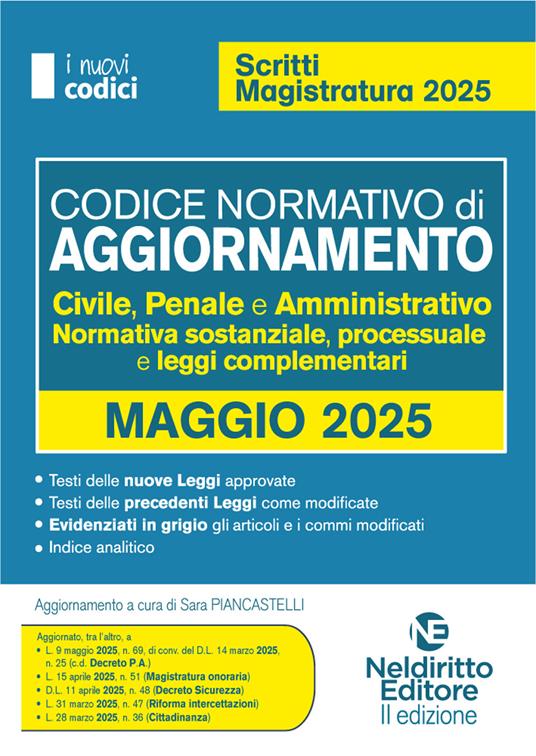 Codice normativo di aggiornamento. Codici per il concorso in Magistratura 2025 - copertina