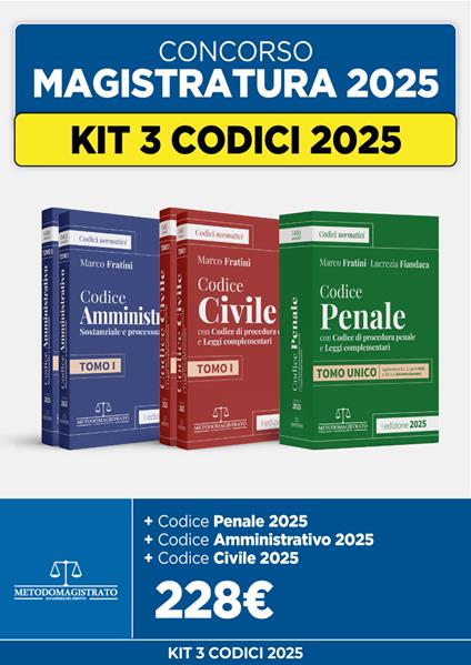 Kit 3 codici 2025: Civile-Penale-Amministrativo - Marco Fratini - copertina