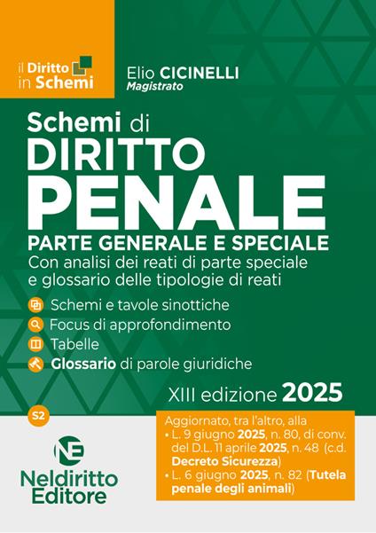 Schemi di Diritto Penale 2025. Parte generale e speciale - Elio Cicinelli - copertina