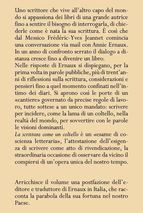 La scrittura come un coltello - Annie Ernaux,Frédéric-Yves Jeannet - 2