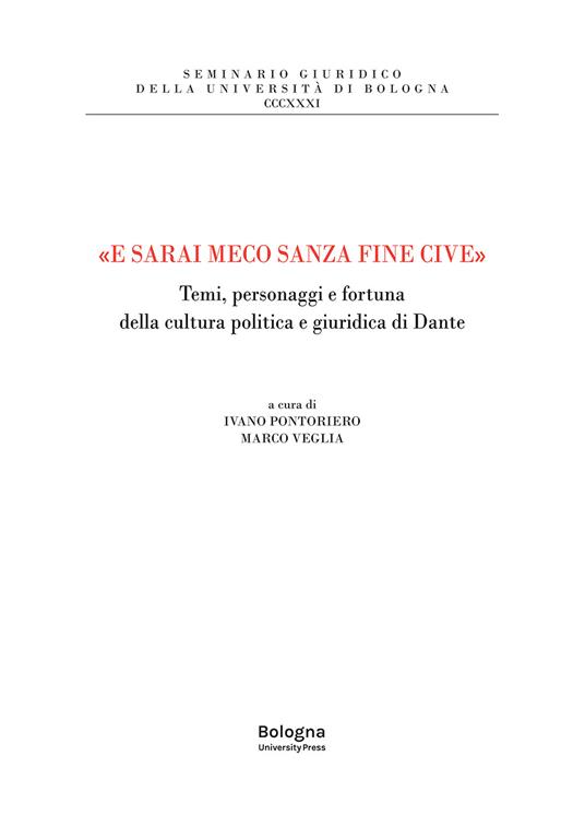 «E sarai meco sanza fine cive» - copertina