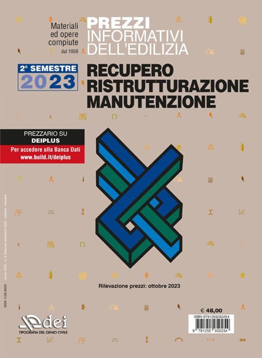 Prezzi informativi dell'edilizia. Recupero, ristrutturazione, manutenzione. 2° semestre 2023. Rilevazione prezzi Ottobre 2023 - copertina