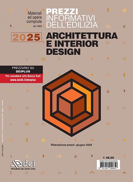 Prezzi informativi dell'edilizia. Architettura e interior design 2025. Rilevazione prezzi Giugno 2025 - copertina