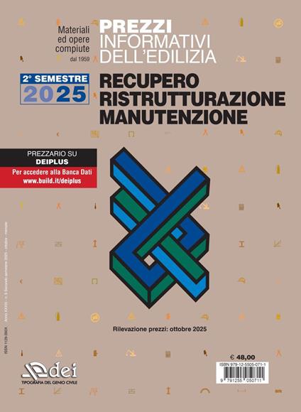 Prezzi informativi dell'edilizia. Recupero, ristrutturazione, manutenzione. 2° semestre 2025. Rilevazione prezzi Ottobre 2025 - copertina