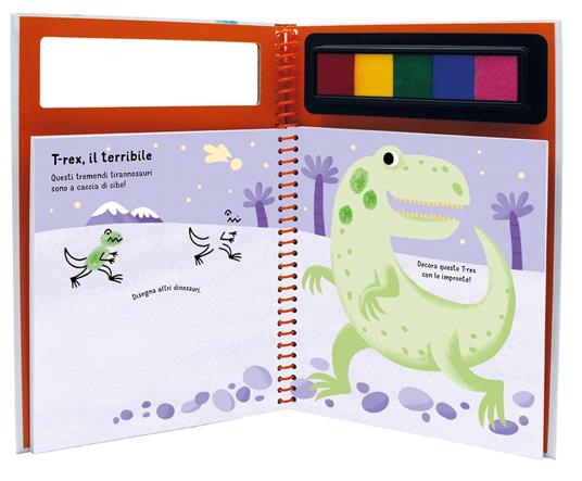 Dinosauri. Disegna e colora con le dita. Ediz. a colori. Ediz. a spirale. Con 5 5 inchiostri colorati per dita - Elizabeth Golding - 2