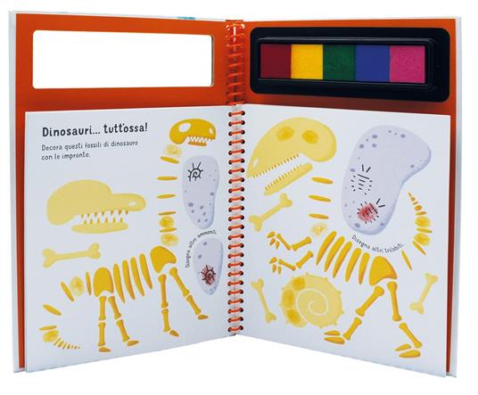 Dinosauri. Disegna e colora con le dita. Ediz. a colori. Ediz. a spirale. Con 5 5 inchiostri colorati per dita - Elizabeth Golding - 4