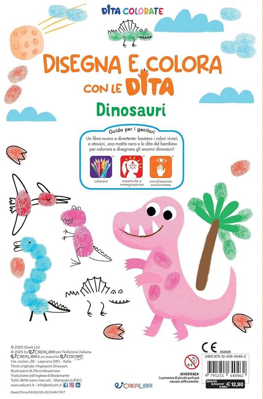 Dinosauri. Disegna e colora con le dita. Ediz. a colori. Ediz. a spirale. Con 5 5 inchiostri colorati per dita - Elizabeth Golding - 5