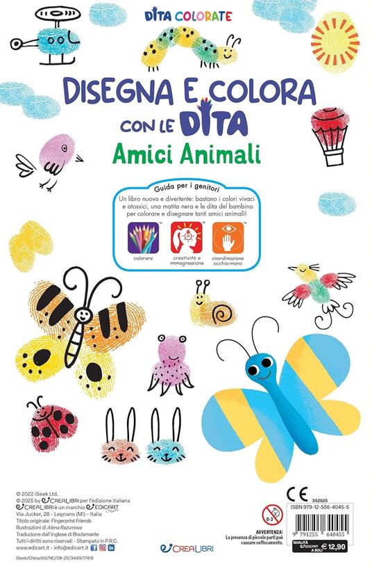 Amici animali. Disegna e colora con le dita. Dita colorate. Ediz. a colori. Ediz. a spirale. Con 5 inchiostri colorati per dita - 5