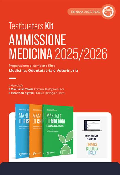 Testbusters Kit. Ammissione Medicina 2025/2026. Preparazione al semestre filtro Area Chimica, Biologica e Fisica. Con eserciziari digitali - copertina