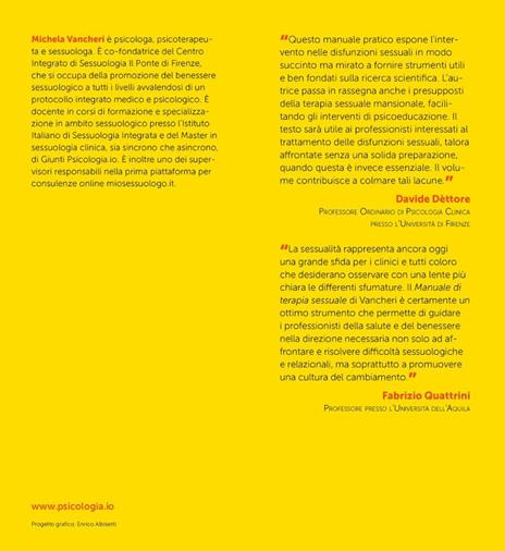 Manuale di terapia sessuale. Guida pratica e completa per il trattamento delle disfunzioni sessuali del singolo e della coppia - Michela Vancheri - 2