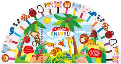 Colora animali. Ediz. a spirale. Con 20 gomme. Con 20 matite colorate - copertina