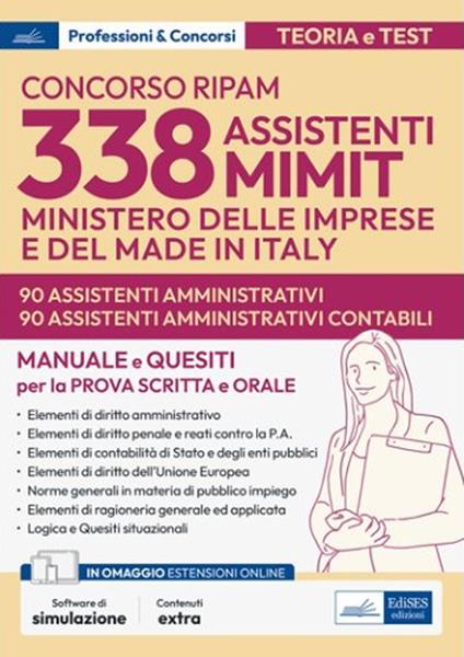 Concorso RIPAM - MIMIT. 90 Assistenti amministrativi e 90 Assistenti amministrativi contabili. Manuale e Test per la prova scritta e orale. Con software di simulazione - V.V.A.A. - ebook