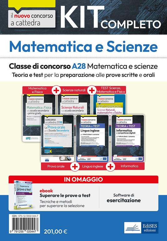 Kit completo matematica e scienze. Classe di concorso A28. Teoria e test per la preparazione alle prove scritte e orali. Con e-book. Con software di simulazione - copertina