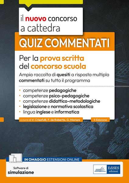 Quiz commentati per la prova scritta del concorso scuola 2024 - 2025 - copertina