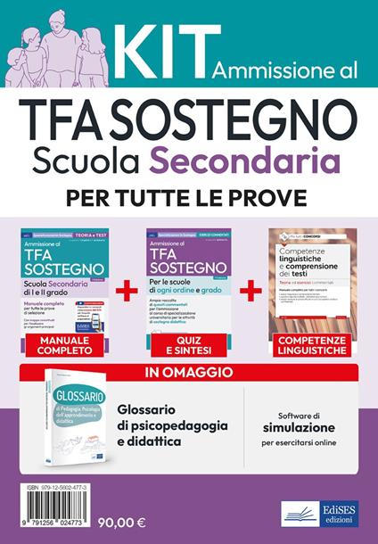 Kit ammissione TFA sostegno scuola secondaria. Con software di simulazione - copertina