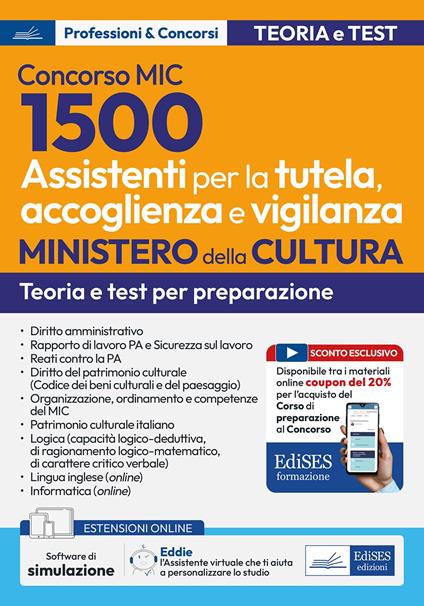Concorso MIC 1500 assistenti tutela accoglienza vigilanza. Con software online - copertina
