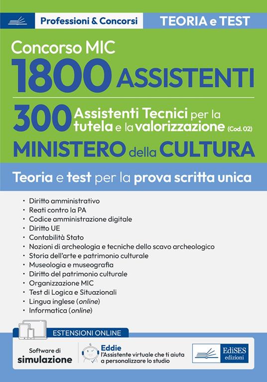 Concorso MIC 1800 assistenti 300 assistenti tecnici per la tutela e la valorizzazione - copertina